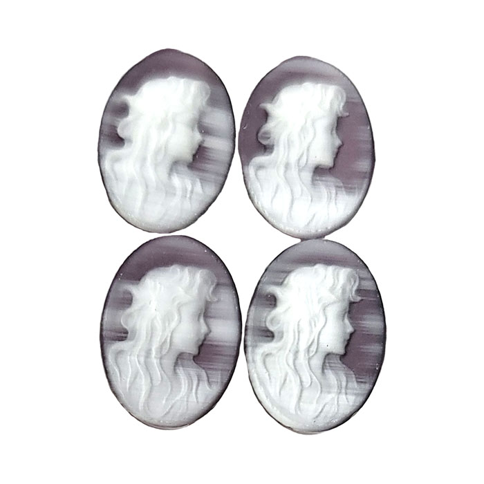 13X18MM WOMAN CAMEO CAT'S EYE PURPLE